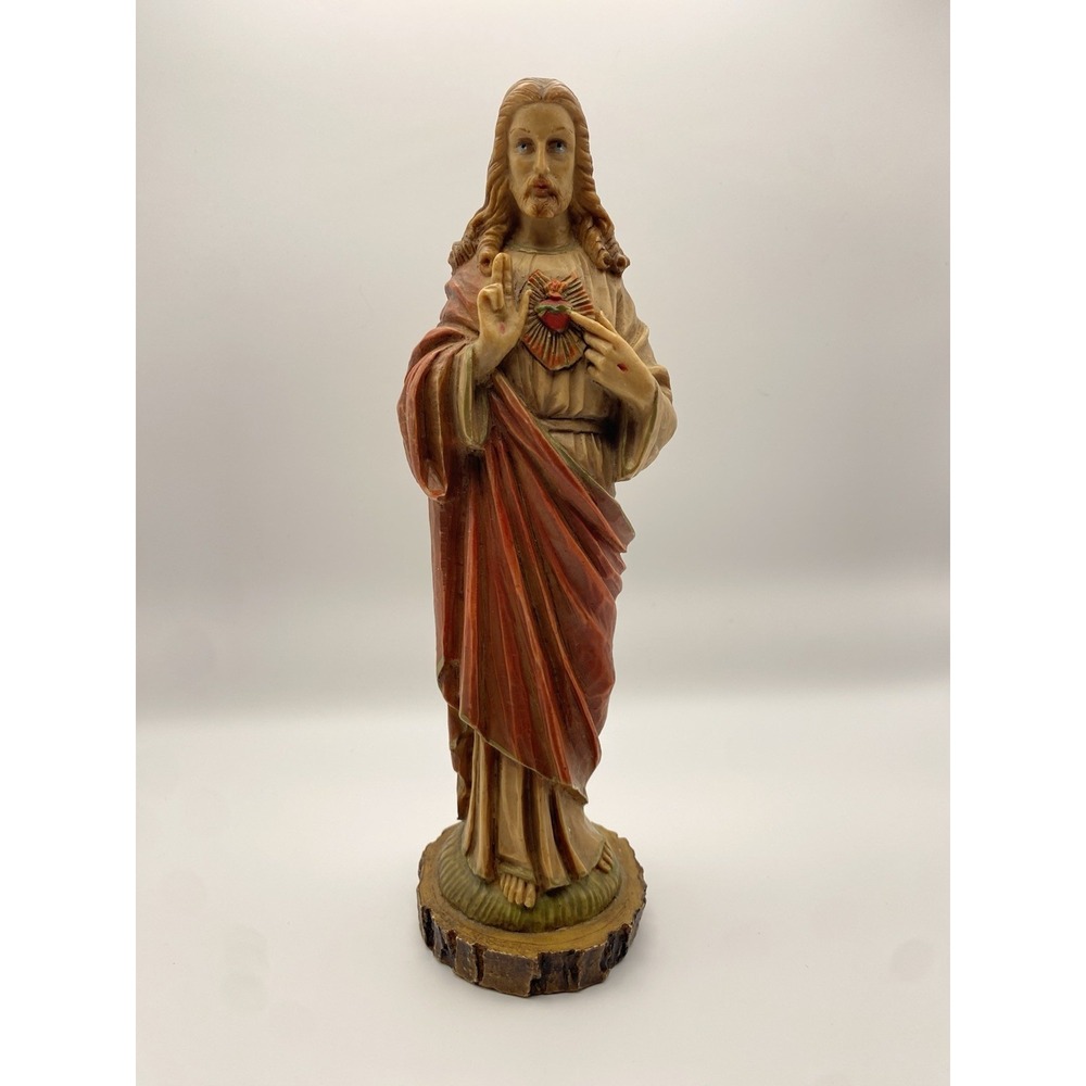 Vintage Sacred Heart Of Jesus Statue‎ Figure 9.5" Tall